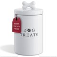 thumbnail image 1 of Recipiente para golosinas para perros Barnyard Designs, tamaño grande, cerámica, color blanco, 1 of 8