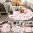 thumbnail image 5 of Pink Flower Round Area Rug 3.3Ft Washable Circle Rugs for Dining Room Table, Watercolor Floral Botanical Line Drawing Print Non-Slip Carpet Floor Mats Indoor Outdoor Carpet Runner Home Decor, 5 of 8