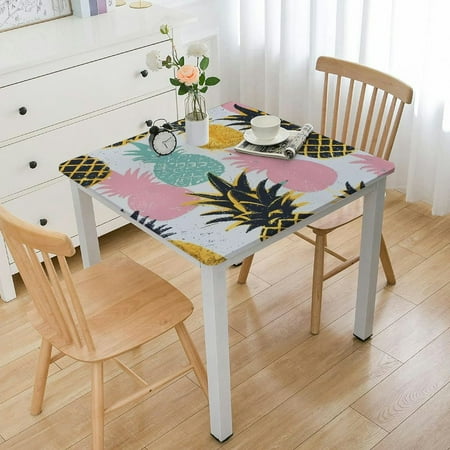 

QCPP Pineapples Square Fitted Table Cloths 100% Polyester Fiber for Indoor and Outdoor Dining 36*36