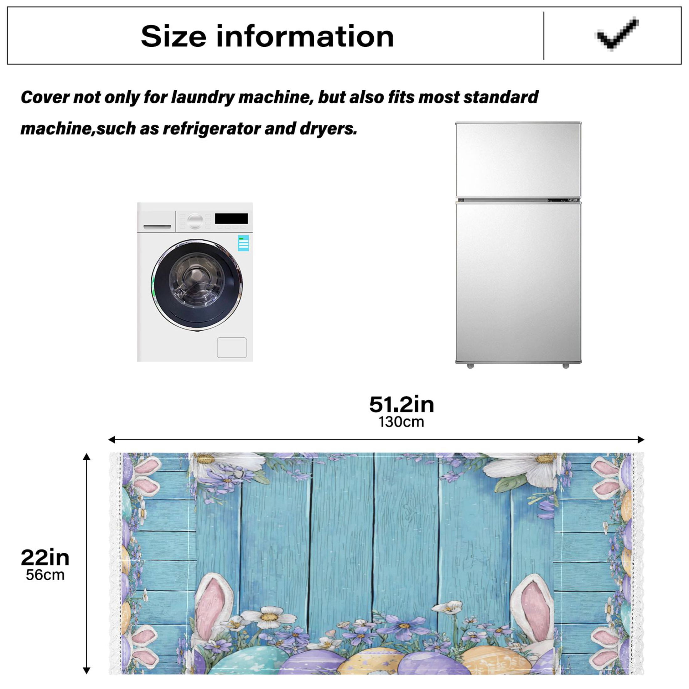 Wobogo Spring Floral Eggs Washing Machine Cover Dustproof Washer Dryer Cover Waterproof Laundry Room Decorative Protector