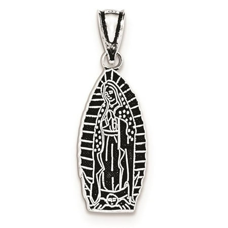 925 Sterling Silver Antiqued Religious Teardrop Polished Charm Pendant