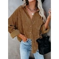 thumbnail image 1 of Femmes Velours Côtelé Chemise à Manches Longues Veste Oversized Tops, 1 of 3