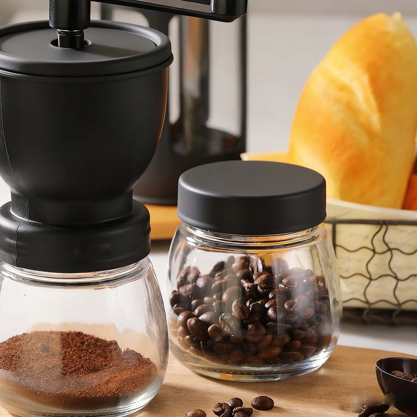 Portable Manual Coffee Grinder with Adjustable Ceramic Burr & Bonus Glass Jar for Home, Office & Travel