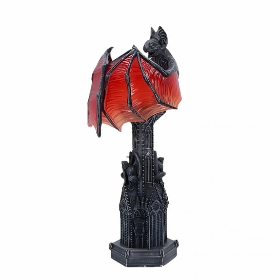 LAMIRO Gothic Wings of Night Lamp - Bat Wing Halloween Light with Eerie Red Glow, Vampire Cathedral Base Table Lamp for Spooky Rooms
