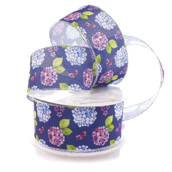 2 1/2" Wired Ribbon Blue/Lavender H Yardrangeas 25 Yards