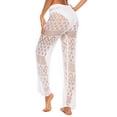 thumbnail image 4 of Angala Womens Cover Up Pants Hollow Out Crochet High Waist Mesh Beach Bikini Swimsuits Pants Soft Beautiful Women's Casual Trousers, 4 of 7