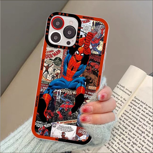 Comics Marvel Cute Spider Man Phone Case For iPhone 11 12 13 14 Mini Pro Max XR X XS TPU Clear Case For 8 7 6 Plus SE 2020 xuanjing unisex