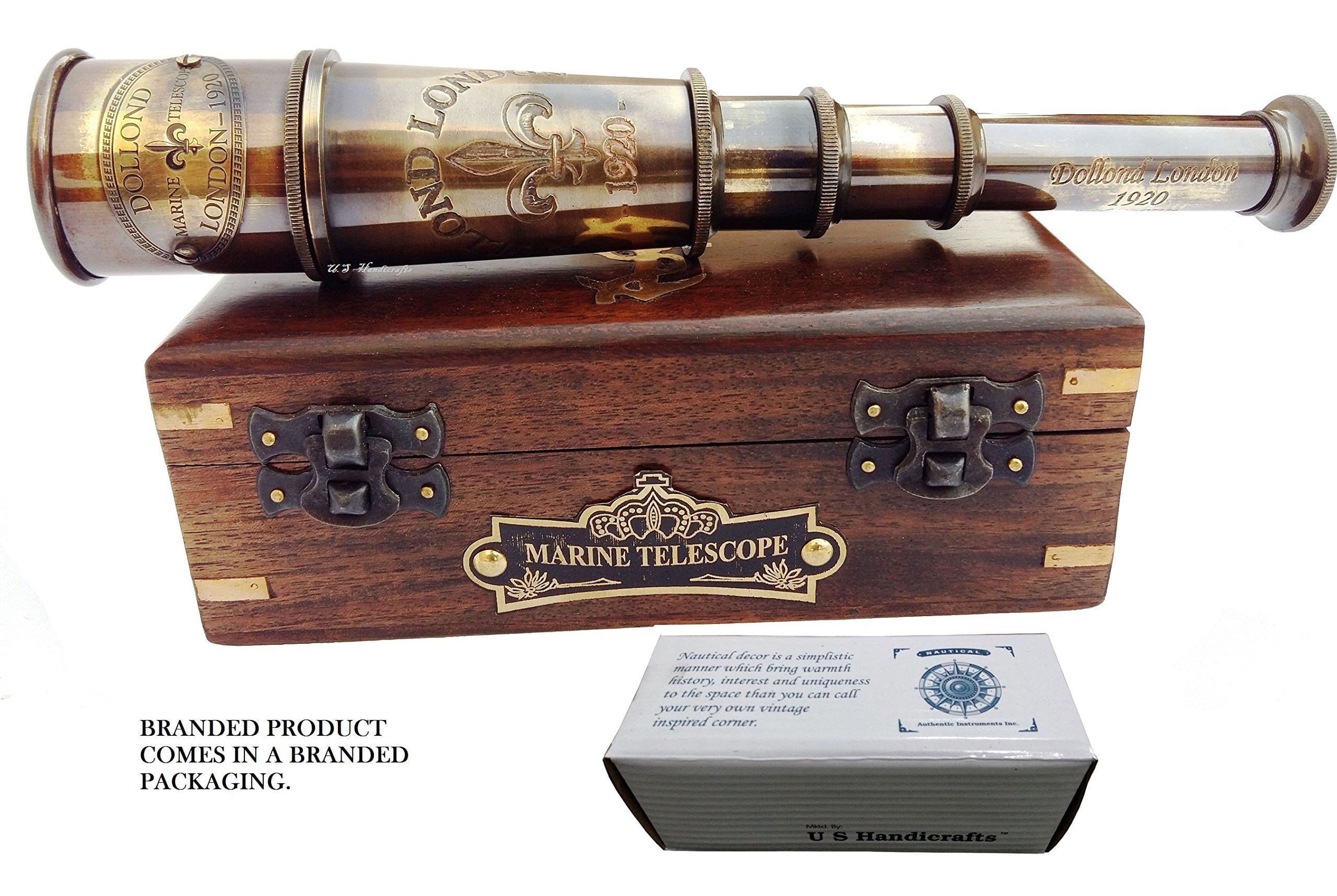 Nautical Handheld Pirate Dollond London Telescope with Box Free 
