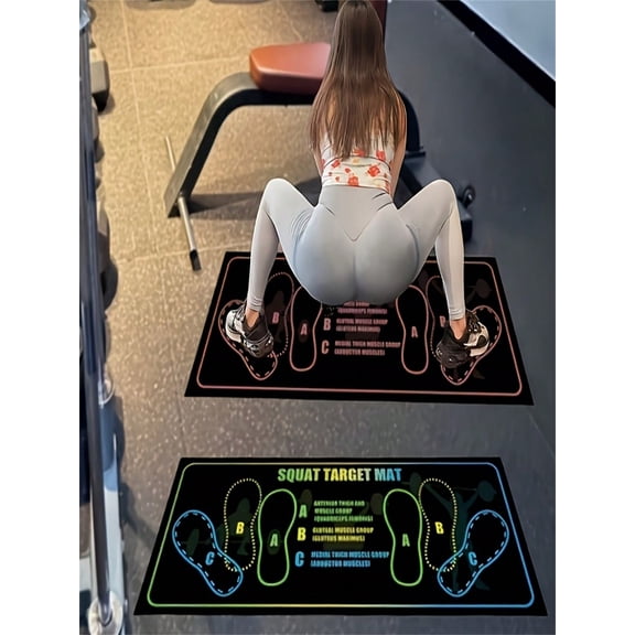 Squat Target Training Mat, Non-Slip Rubber & Polyester, Multicolor, for Home Gym Fitness & Squat Workouts, 1 Pack