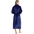 thumbnail image 2 of Women Plush Shawl Collar Robe, Fleece Bathrobe, Navy (XXL/One Size), 2 of 3