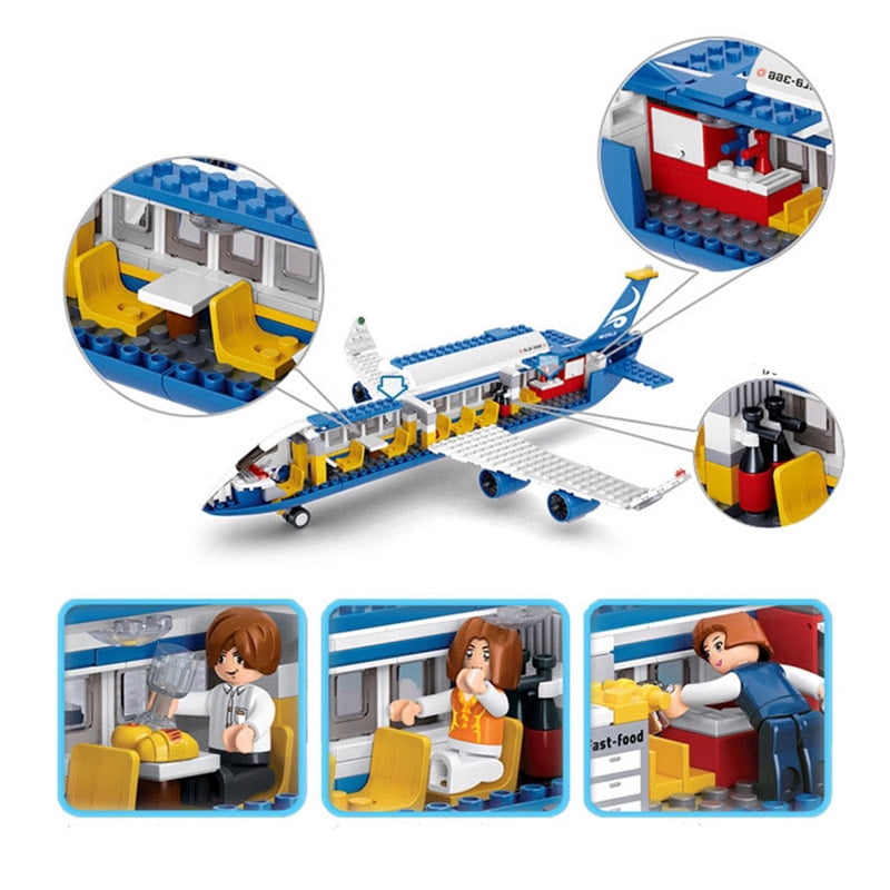 Building Blocks Sluban Bricks Toy City Passenger Airplane Airport Minifigure Set 