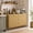 Wood Color, variant on 59.8 Inch Sideboard Buffet Cabinet with Drawer, Oval Curved Walnut Storage Cabinet for Dining Room Living Room Entryway Coffee Bar, Wood Color