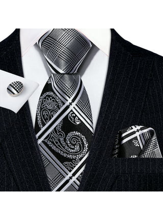 Gift Men Tie Gold Black Striped Paisley Silk Wedding Tie For Men