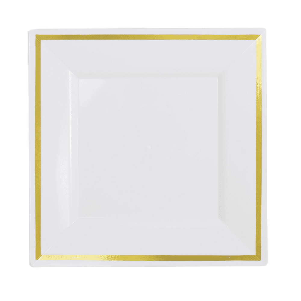 white square disposable plates