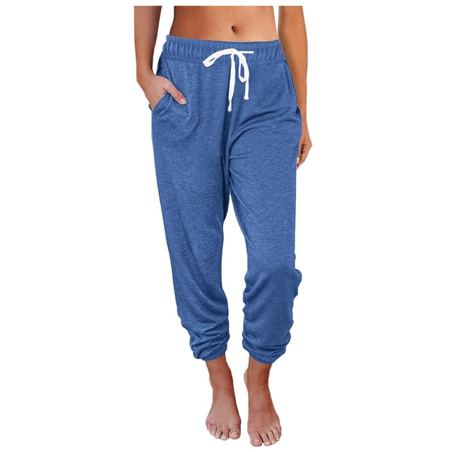 MeetoTime Joggers for Women Casual Baggy Drawstring High Waisted Workout Running Sweatpants