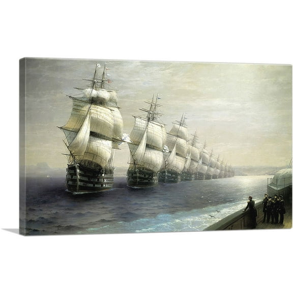 ARTCANVAS Russian Black Sea Fleet on a Parade 1849 Canvas Art Print by Ivan Aivazovsky - Size: 26" x 18" (1.50" Deep)