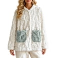 thumbnail image 2 of APEXFWDT Women’s Fleece Bed Jacket Button Down Color Block House Coat Sleeping Bed Jackets with Pockets, 2 of 8