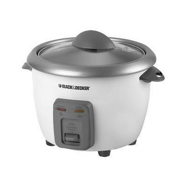 BLACK+DECKER 6-Cup White and Grey Rice Cooker with Food Steaming Basket and  Non-Stick Rice Pot RC506 - The Home Depot