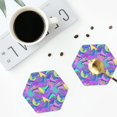 thumbnail image 5 of Pofeuu Disco Roller Skates Print Leather Coasters Set of 6, Round Cups Mugs Mat Pad for Home Kitchen Heat Resistant Drink Coasters,Hexagon, 5 of 7