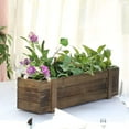 thumbnail image 6 of Efavormart 24x6'' Smoked Brown Rectangle Wood Boxes DIY Rustic Wooden Planter Boxes With Plastic Liner For Wedding Party Decoration, 6 of 11