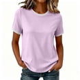 thumbnail image 6 of Babysbule Women Crew Neck Contrast Rib Trim Raglan Short Sleeve Loose Casual Tee for Summer Daily Vacation Outfits, 6 of 9