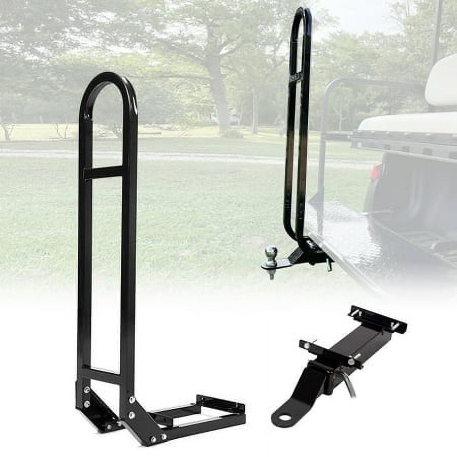 HECASA Universal Golf Cart Heavy Duty Rear Seat Safety Grab Bar Hand Rail + Trailer Hook Hitch + Receiver for Step on Back of Club Car EZGO Yamaha