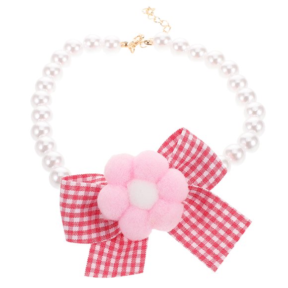 CIMAXIC Wedding 2pcs Cat Beaded Collar With Flower And Bow Cute Pets Necklace Adjustable Wedding Party Small Dog Collar Jewelry Accessories For Puppy Kitten,14.57"X2.36"X1.18"