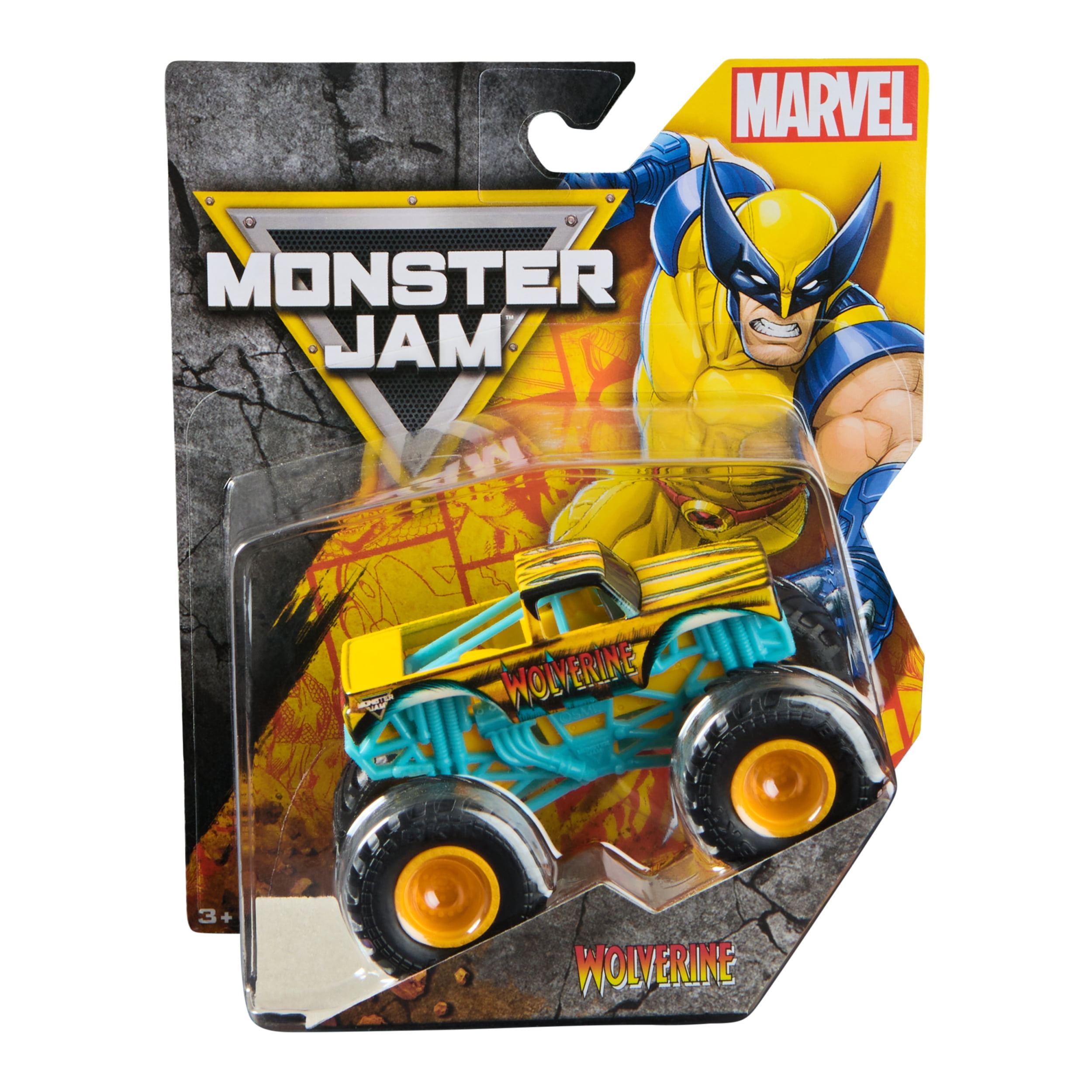 Monster Jam, Marvel Official Wolverine Monster Truck, Die-Cast Vehicle, 1:64 Scale, Super Hero Kids Toys for Boys Ages 3 and up