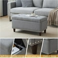 thumbnail image 3 of 31" Storage Ottoman Tufted Bed End Bench with Organization Linen Fabric Foot Stool Toy Chest with Lid for Living Room, Bedroom, Entryway, Gray, 3 of 13