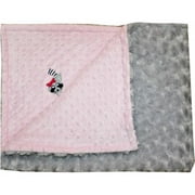 Lil Cub Hub 2BSPDSR-M Raccoon Minky Blanket - Pink Dot with Silver Rosebud Swirl