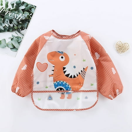 

BuleStore Follure Toddler Long Sleeve Baby Bibs Waterproof Sleeved Bib Soft Cartoon for Girls Boys