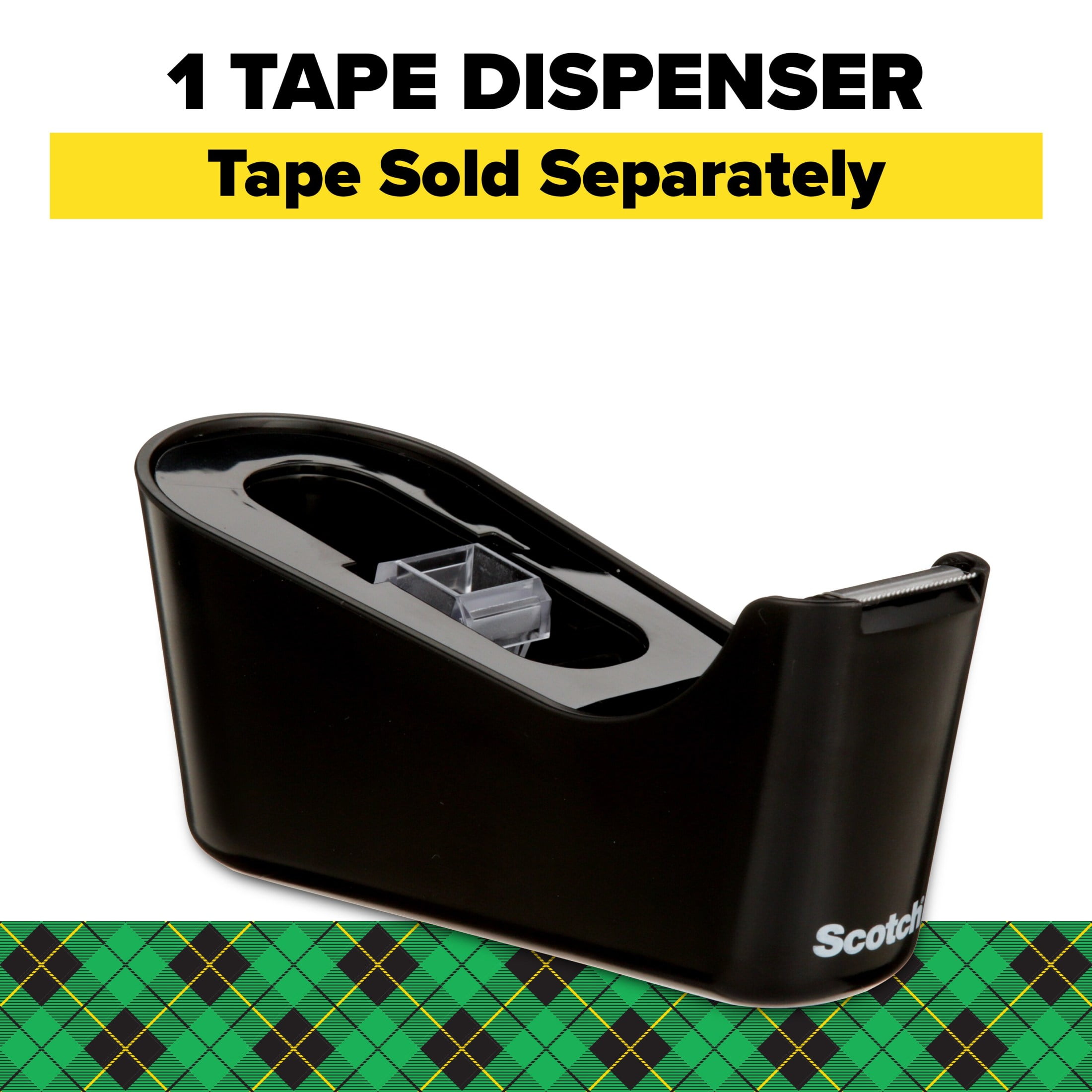 (4 pack) Scotch Desktop Tape Dispenser, Black, Holds 1" Core Tape, 1 Dispenser