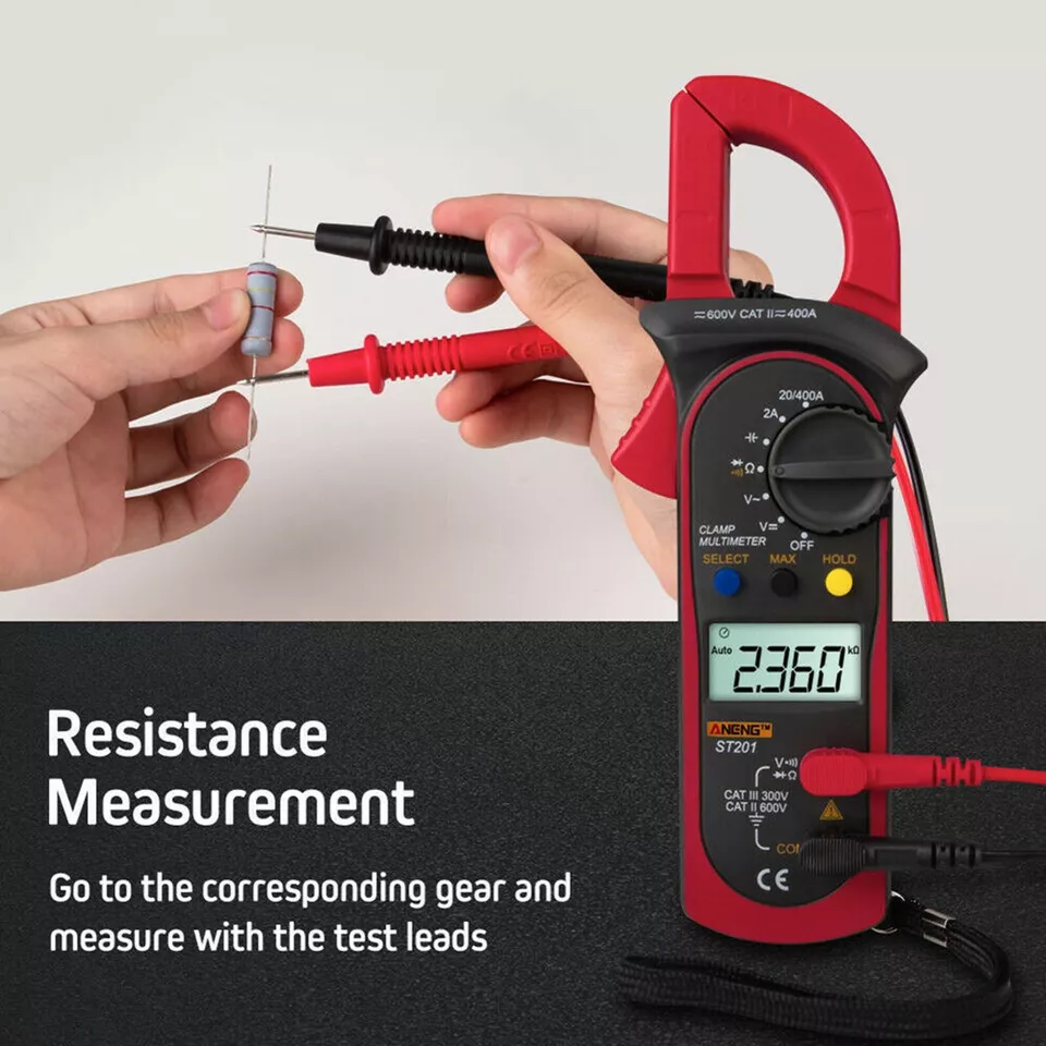 CIRCLE- Lcd Digital Multimeter Clamp Voltmeter Ammeter Ohmmeter Volt Ac Dc Tester Leads