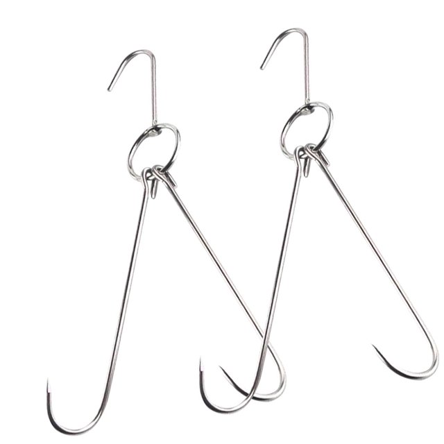 OULII 2Pcs Stainless Steel Meat Hanging Hooks S Shaped Double Hook Rust Proof Plated Silver