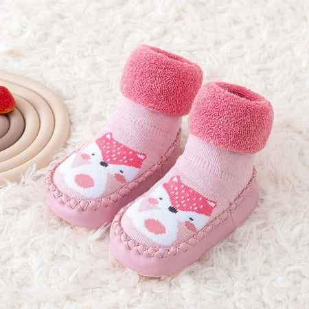 

TOWED22 Sock Shoes Toddler Autumn And Winter Cute Children Toddler Shoes Flat Bottom Non Slip Socks Shoes Warm And Comfortable Pink