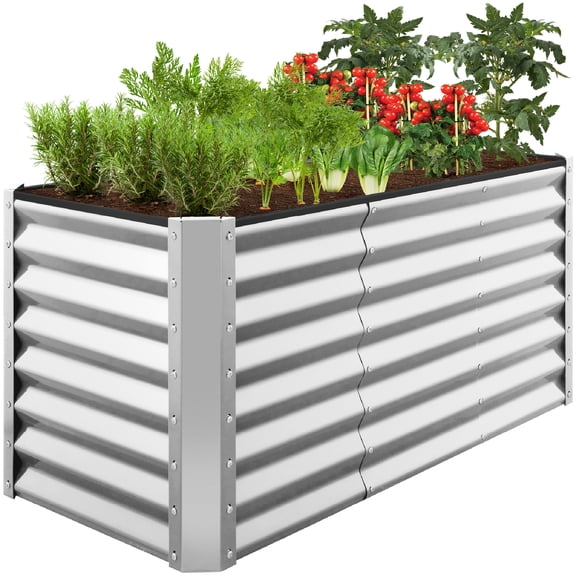 Best Choice Products 4x2x2ft Outdoor Metal Raised Garden Bed for Vegetables Flowers Herbs - Galvanized