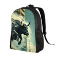 thumbnail image 2 of Honeii Bull Charging Through Waves Print Laptop Backpack for Work, College, Travel, Daily Backpacks for Men Women, Sport Rucksack,Computer Bag, 2 of 8