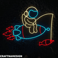 thumbnail image 2 of Craftnamesign Fishing Astronaut Neon Sign, Astronaut Wall Art, Bedroom Wall Decor, 2 of 4