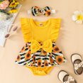 thumbnail image 2 of Gerichy Baby Girl Summer Floral Clothes Ruffle Sleeveless Romper Bodysuit Onesie Outfit Girls Short Sleeve Floral Prints Romper Summer Bodysuits Clothes Headbands Fly Sleeve Romper, 2 of 7
