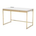 thumbnail image 2 of Bowery Hill Metal White Writing Desk Rectangular Built-in USB Port 48" x 26" x 30.25" Unassembled, 2 of 6