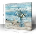 thumbnail image 2 of HFDF Large Canvas Wall Art for Living Room Blue Beach Wall Decor Ocean Theme Print Seaside Artwork for Bathroom Abstract Seascape Painting Coastal Flower Picture Home Office Decor 20x24inch Framed, 2 of 7