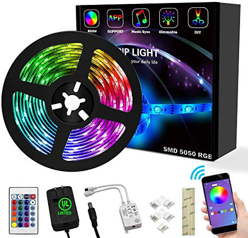 Music Sync WiFi APP Control Color Changing Light Strip LuxLumin LED Strip Lights,65.6ft LED Light Strip with Remote RGB LED Strip Lights for Bedroom,Work with  Alexa Google Assistant