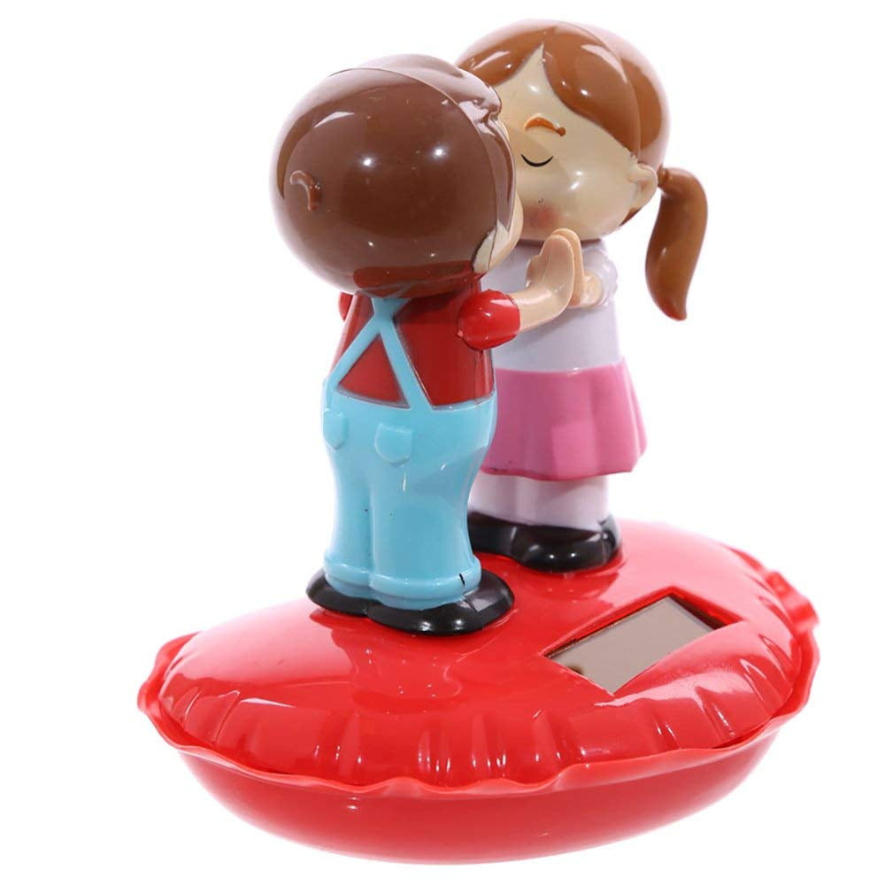 ERROR Valentine's Day Wedding Decor. Solar Powered Toy Boy Girl on Pink Cake KT00019