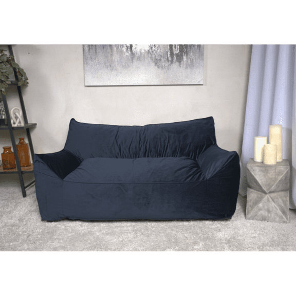 Newboti Furniture Fila Velveteen 2-Seater Oversized Bean Bag Chair with Armrests, Dark blue BN.1373