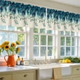 thumbnail image 4 of 2 Pack Peacock Feather Valance for Window Teal Blue Green Leaf Abstract Kitchen Valance Rod Pocket Short Curtain Topper Decorative Window Treatment for Living Room Bedroom 42"x18", 4 of 8