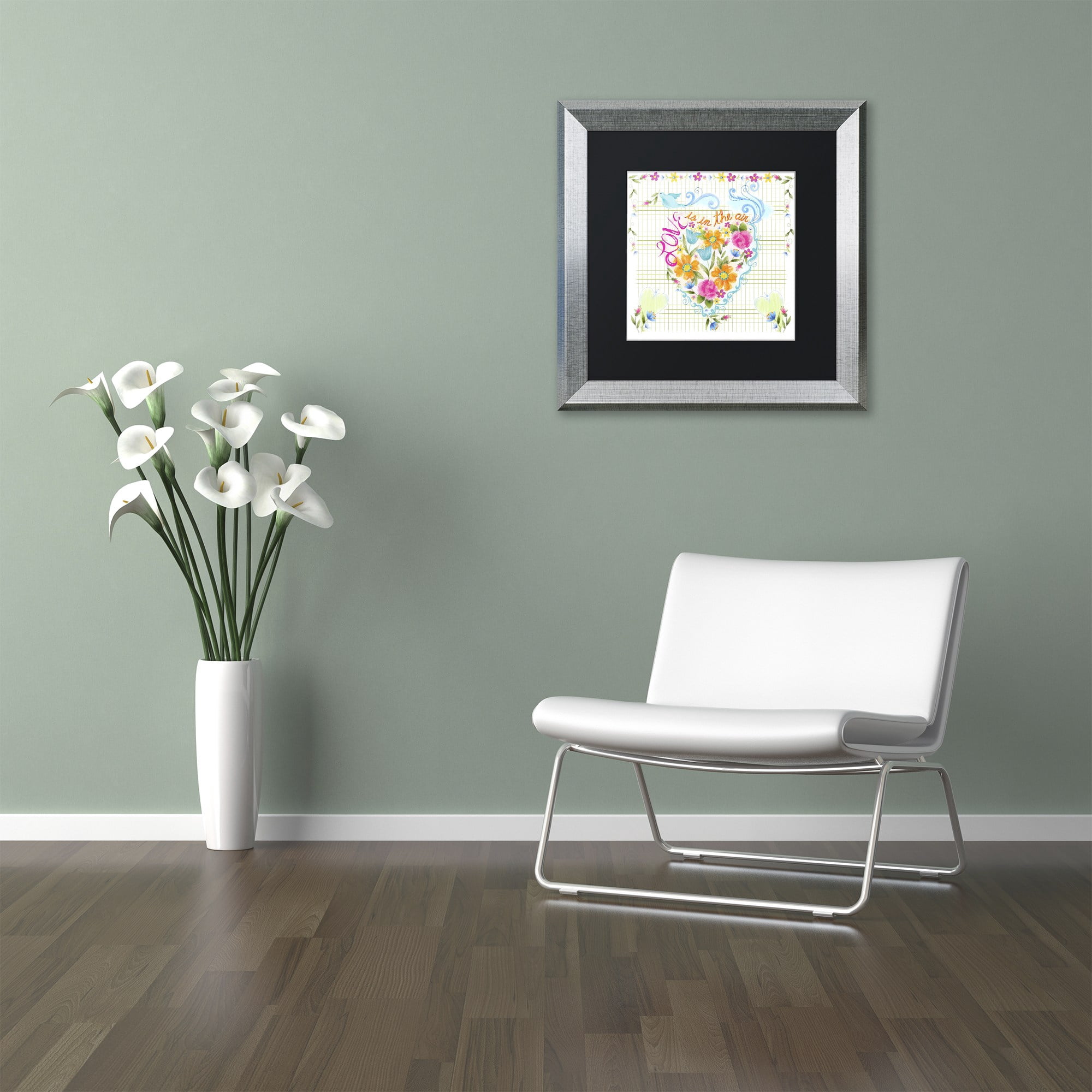 Trademark Fine Art "Love Heart" Canvas Art by Lisa Powell Braun, Black Matte, Silver Frame