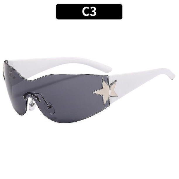 Gafas de sol sin montura Y para mujeres y hombres, gafas de sol envolventes de moda de los años 2000, gafas Punk de una pieza, gafas de moda de gran tamaño