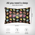 thumbnail image 2 of Silk Pillow Case for Hair And Skin Queen - Colourful Ice Cream Print Black Cooling Sleep Throw Pillow Covers Standard Size 20x30in, comfort Satin Pillowcase with Zipper for Women Men, 2 of 7