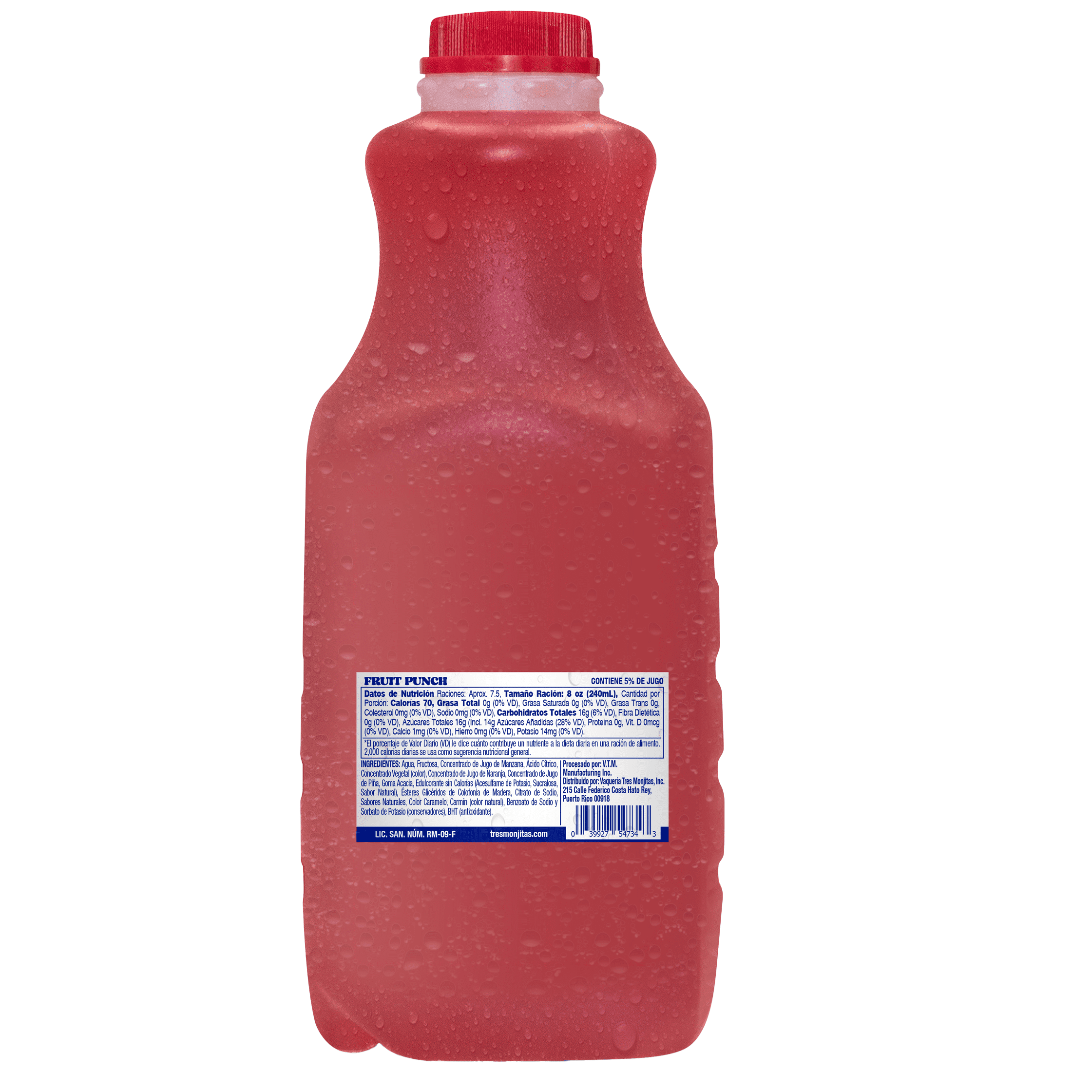 Tres Monjitas Smooth Fruit Punch Juice 59 oz fl, Plastic Bottle Refrigerated