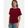 thumbnail image 4 of Women's Short Sleeve Boat Neck Dolman Top with Side Shirring, 4 of 6